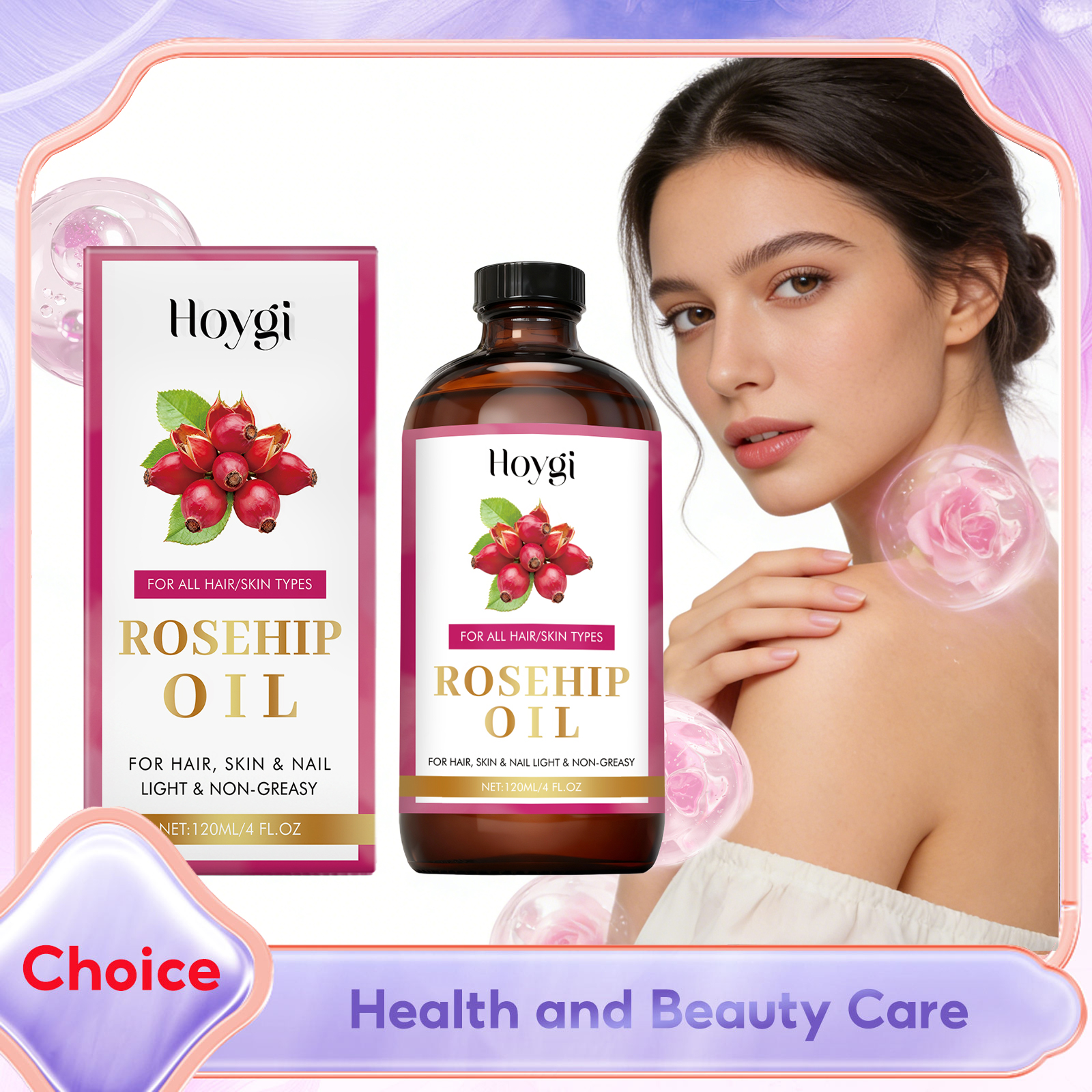 Hair Care Oil Serum - Natural Rosehip Seed Essential Oil Anti-Aging